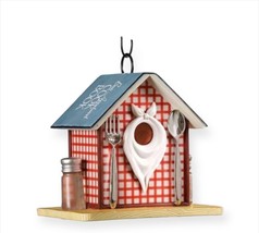 Restaurant Diner Bird House 9&quot; High Red Checkered Country Poly Stone Dur... - £29.02 GBP