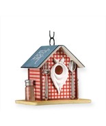 Restaurant Diner Bird House 9&quot; High Red Checkered Country Poly Stone Dur... - £29.18 GBP