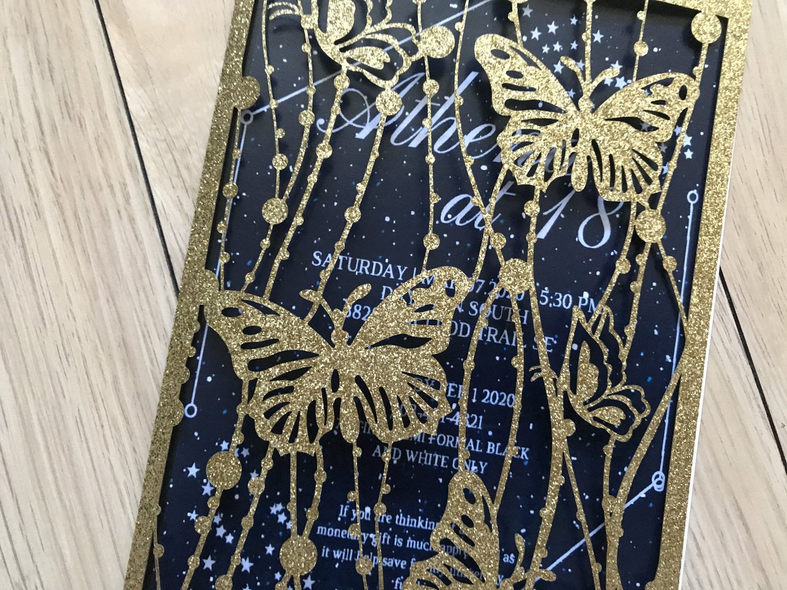 50pcs Glitter Gold Butterfly baby shower Invitations,laser cut Invitatio... - $67.40