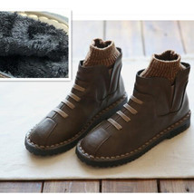 mouth round head warm and waterproof flat-soled soft-soled handicraft boots and  - £77.54 GBP
