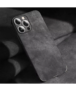 Black Matte Vintage Tumbled Leather Phone Case iPhone 12 - $32.99