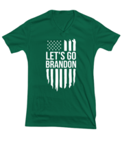 Joe Biden TShirt Let&#39;s Go Brandon Vertical Flag Green-V-Tee  - £17.63 GBP