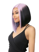 Lace Front Wig Freesia Asymmetrical Blunt Cut Bob Style With Umbrella Color - £20.39 GBP