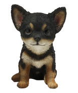 Lifelike Adorable Chihuahua Dog Puppy Sitting Statue 6.25&quot;H With Glass Eyes - $40.73 CAD