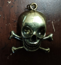 EMBLEM Vintage Large Pirate Jolly roger Skeleton Scull Skull pendant - $18.98