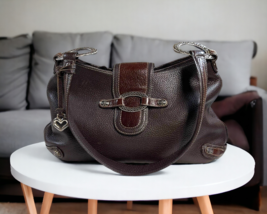 Brighton Dark Brown Pebbled Leather Magnetic Brown Shoulder Bag Purse LG... - £43.98 GBP