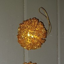 Vintage Beaded Sequin Push Pin Christmas Ornament Gold on Gold 2.25&quot; - £7.81 GBP