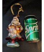 Vintage Christopher Radko Pajama Book Candle Santa Ornament Blown Glass  - $108.89