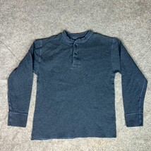 LL Bean Mens Shirt Medium Blue Henley Wool Blend Long Sleeve Outdoor Cas... - $34.98