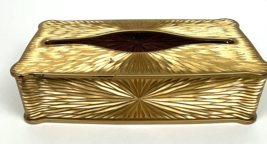 Vintage Starburst Gold Acrylic Tissue Holder Box Container Vanity MCM Ho... - £14.85 GBP