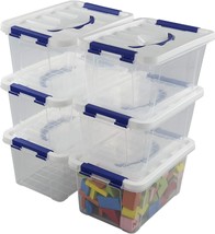 6 L. Plastic Organizer Bin With Latching Handle, 6-Pack Storage Box Tote From - £32.70 GBP