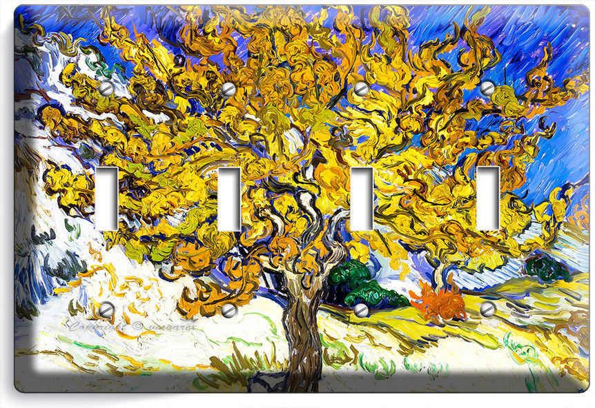 VINCENT VAN GOGH MULBERRY TREE PAINTING 4 gang LIGHT SWITCH WALL PLATE ART COVER