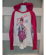 Justin Bieber LS Pink/White Hooded Shirt Size 10/12 Girl&#39;s NEW - £16.65 GBP