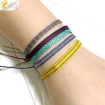 CSJA 5pcs/Lot Braided Bracelets Set Colorful Weaving Cotton Rope Chain Thread St - £11.09 GBP