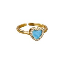 Colorful Zircon Heart Rings For Women Open Adjustable Stainless Stainles... - £19.66 GBP