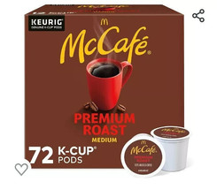 McCafe Premium Roast Coffee Single Serve K-Cup Pods (72 Count)  Exp 04/2025 - $39.59