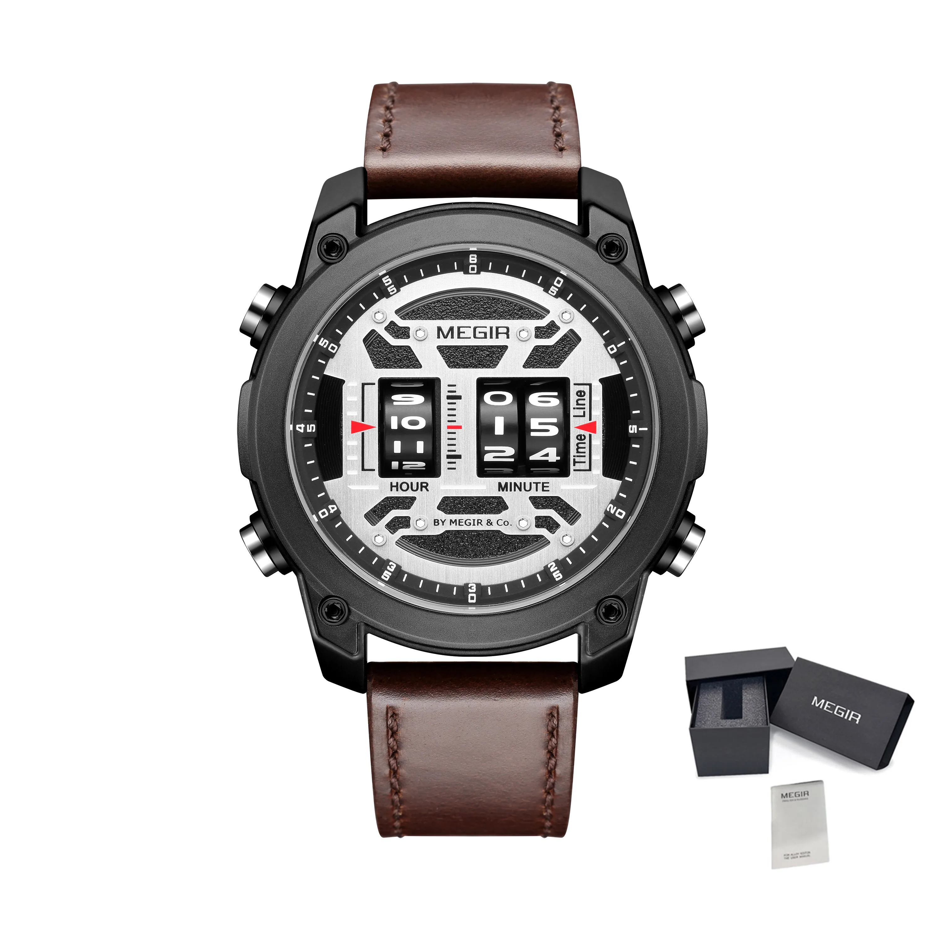 Men&#39;s Watch Roller Business Casual Wristwatch Leather Sports Quartz Watch Chrono - £45.70 GBP