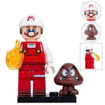 Fire Mario and Goomba Mario Bros Custom Printed Lego Compatible Minifigure Brick - £2.38 GBP