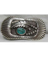Jimmy Yazzie Sterling Silver Turquoise Belt Buckle Native American Navaj... - $336.17 CAD