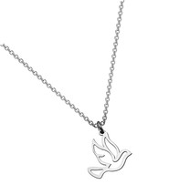 Stainless Steel Soaring Dove Bird Pendant Necklace - £38.61 GBP