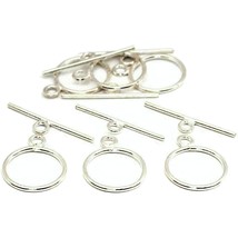 6 Sterling Silver Toggle Clasps  ring approx 19 x 15 mm &amp; bar   5 x 24 mm    - £27.97 GBP