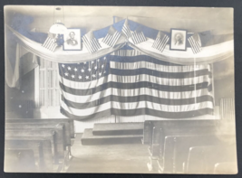 1904-1918 AZO RPPC USA 46 Star Flag Lincoln Wasington Patroitic Photo Postcard - £16.78 GBP