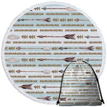 Light Blue Stripes Arrows Design Round Beach Towel - $14.90+