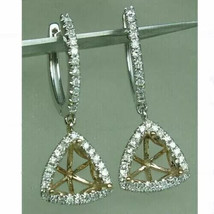1.5Ct Simulated Diamond Semi Mount Drop/Dangle Earrings 14k Two Tone Gol... - $138.59