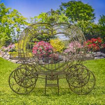 6.25 Ft. Tall Heart-Shaped Iron Flower Carriage Courtney (Antique White) - £1,558.74 GBP