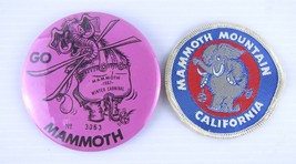 Vintage 1967 Mammoth Mountain Ski Area Winter Carnival Button and Patch Lot Pink - £22.18 GBP