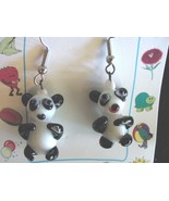 Global Village Glass Panda Bear Dangle Earrings - $6.00