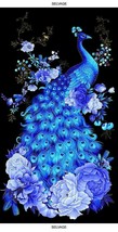 23.5&quot; X 44&quot; Panel Royal Plume Peacock Metallic Birds Black Fabric Panel D786.06 - £21.51 GBP