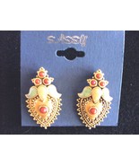 Coral Gold Tone Post Earrings - $6.40