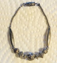 Silver Vintage Beaded Bracelet size 6 1/8 in Childs or Baby Bracelet - £6.45 GBP