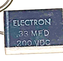 .33MFD 200V Electron Axial DE2-334E Capacitor - $2.45