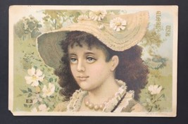 Antique Globe Soap Buffalo NY Girl with Flowers Hat Victorian Trade Card - £7.98 GBP