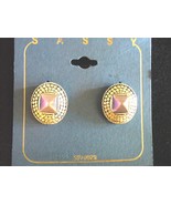 Clip on Pewter Earrings with Lavender Stone - $6.40