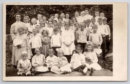 RPPC Children Group Photo Girls With Dolls Antique Teddy Bear Postcard U22 - £15.94 GBP