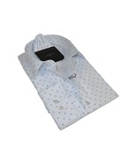 Men Shirt Hankie CASILA Turkey Cotton Blend 501850-01 White Blue Dots - $752.14 MXN