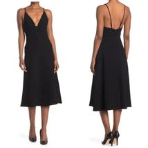 Allen Schwartz Plunging Neck Midi Dress, Black, Size 6, Little Black Dre... - $116.88