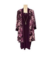 R&amp;M Richards Dress Womens 18W Purple Chiffon Floral Jacket Midi Event Co... - $109.36 CAD
