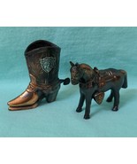 Vintage Cast Metal Copper Colored Rodeo Souvenirs Made in Japan - £11.78 GBP