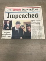 THE DENVER POST December 20, 1998 Impeached - Clinton Impeached by House - £16.98 GBP