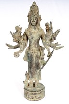 Antico Indonesiano Stile Bronzo Giavanese IN Piedi 16-Arm Shiva Statua - - £573.62 GBP