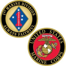 CH1225 Black/Gold U.S. Marine Corps 1st Marine Division Challenge Coin (... - $12.67