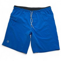 Manduka Mens Medium Shorts Blue Stretch Lightweight Waist Zip Pocket 8&quot; ... - $22.00