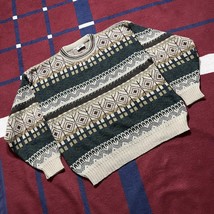 Vintage Jargon Jumper knit crewneck Folk Fair Isle Knit sweater Mens L - $55.00