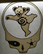 Grateful Dead Car Window Decal 1980s White Dancing Bear Inside Green Eye Skull - $17.10