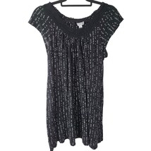 Croft &amp; Barrow Intimates Pajama Dress Med Womens Black Heart Print Cap S... - £9.72 GBP
