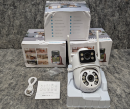 3 x Dual Lens Dual Screen 4MP AI Auto Tracking IP Camera CCTV  Surveillance - $59.99